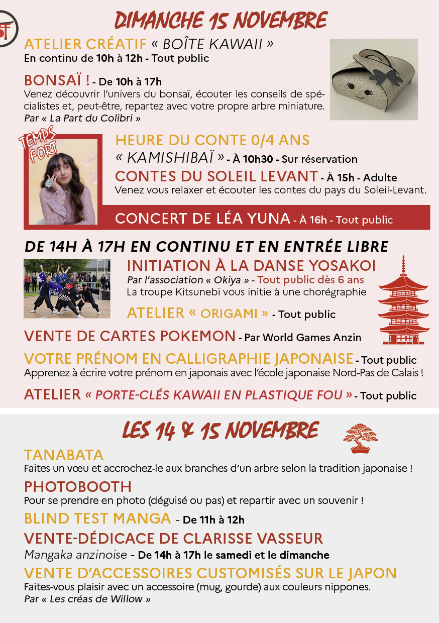 Programmation du week-end Japon 2